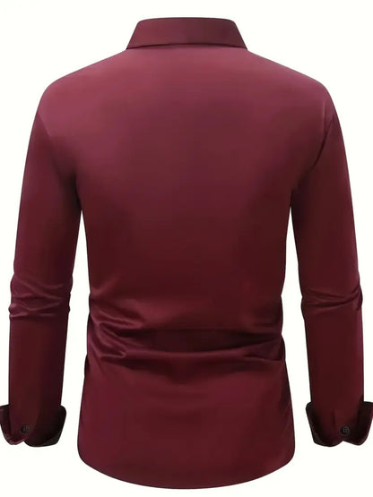 Men's Casual Business Shirt Short Sleeve Polyester Top