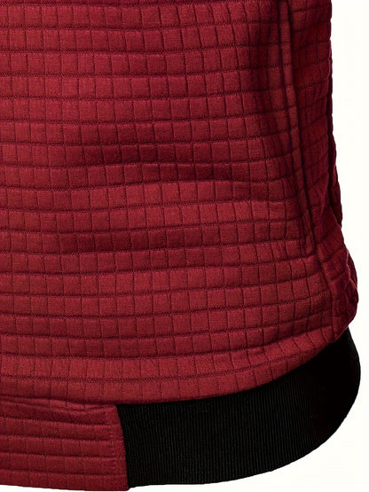 Men's Casual Bomber Jacket with Stand Collar - Polyester and Elastane Blend, Knit Fabric with Slight Stretch, Solid Color, Zipper Detail, Long Sleeve, Regular Fit