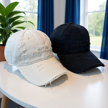 Women’s Embroidered Ripped Washed Baseball Cap Adjustable Fit
