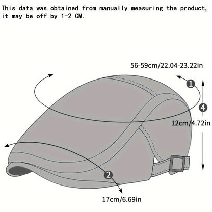 Retro Classic PU Leather Gentlemen Forward Hat, Adjustable Casual Beret For Autumn And Winter Travel