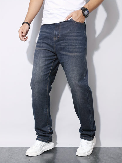 Teen Boys' Vintage Navy Casual Denim Pants for All Seasons