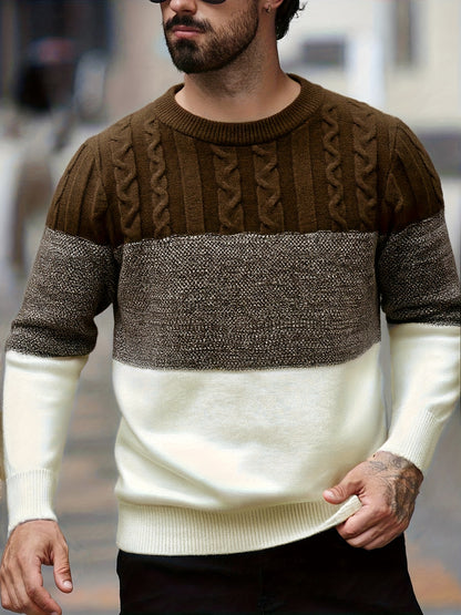 Men'S Pullover Round-Neck Knitted Sweater for Autumn And Winter, Men'S Knit Top, Winter Clothing for Men, Festive Attire, Promotional Men'S Apparel, Stylish And Warm Winter Sweaters for Men, High-Quality Men'S Fashion, And Me
