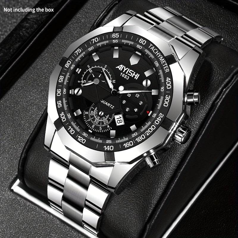 AIYISHI Men's Luxury Business Quartz Watch | | Luminous Hands & Markers | Date Display | Zinc Alloy Case and Band | Analog Dial with Subdials | Ideal for Professional Gifting