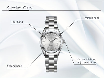 CHRONOS Women'S Fashionable Casual Quartz Watch Features a Stainless Steel Strap, Perfect for Business Elegance And Sophistication. This Exquisite And Compact Outdoor Sports Watch Is Ideal for Daily Wear And Outings, Making I