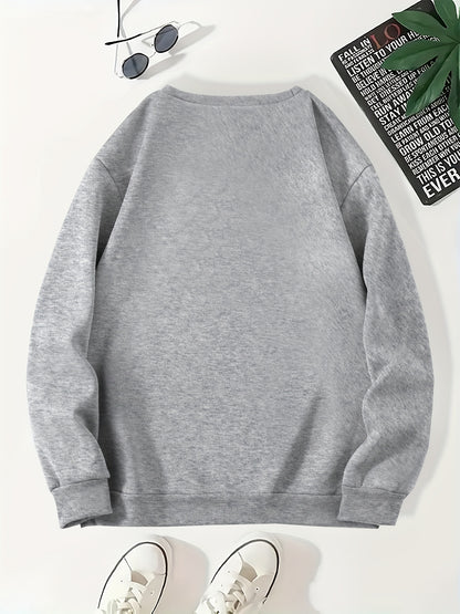 Women's Red Christmas Tree & Lettering Sweater - Cozy Winter Pullover with Round Neck Long Sleeve, Thickened Sweating-Reducing Blouse for Xmas Party Outfits, Family Gatherings (Machine Washable, Autumn/Winter Clothing)