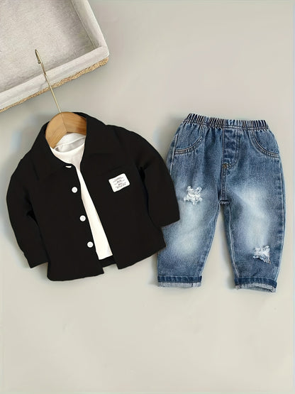 Boys' Cotton Blend Shirt and Jeans Set for Fall/Winter