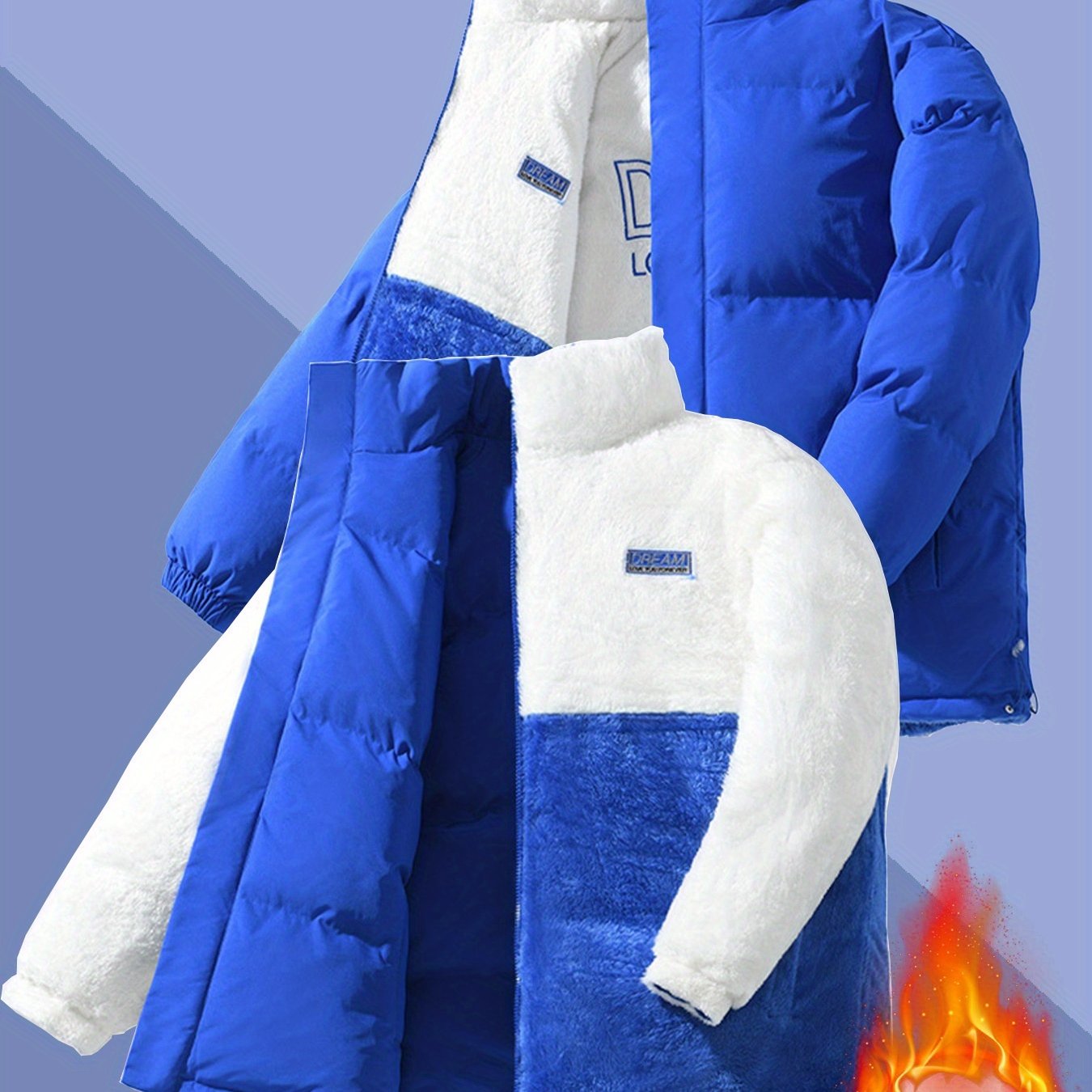 Men'S Heavy-Duty Winter Jacket - Thick Insulated Coat with Full-Zip Closure, Double-Sided Wearing, Stand Collar, Non-Stretch Fabric - Cold Weather Outerwear for Men