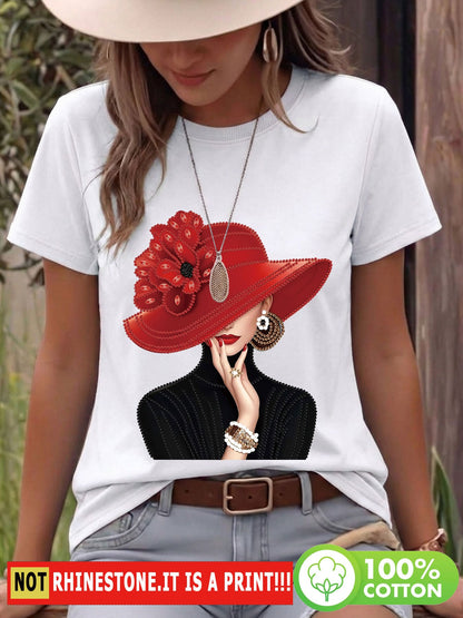 Women's Spring Summer Cotton Casual Floral Print T-Shirt