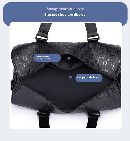 Unisex Hexagon Pattern Gym Duffel Bag - Large Capacity Fitness Travel Bag with Adjustable Shoulder Straps, Durable, Black for Yoga, Overnight Trips & Sports, Travel Luggage | Modern Fitness Bag | Sturdy Handles, Gym Accessori