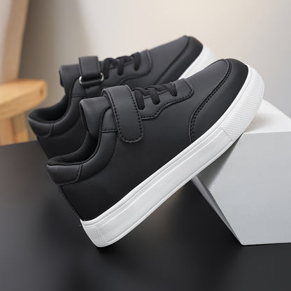 Kids Glossy PU Sports Shoes with Hook-and-Loop Closure