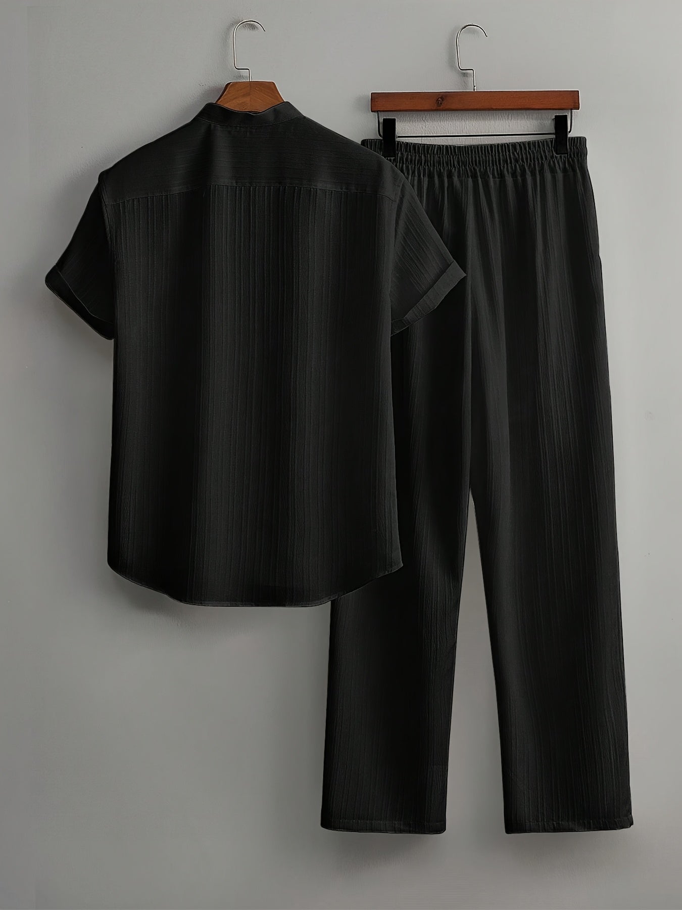 Men's Casual Short Sleeve Lapel Shirt and Trousers Set