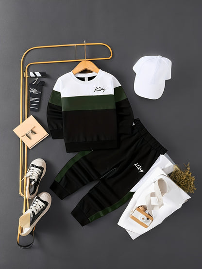 Boys Casual 2-Piece Polyester Suit Spring & Fall Outfit - ayq