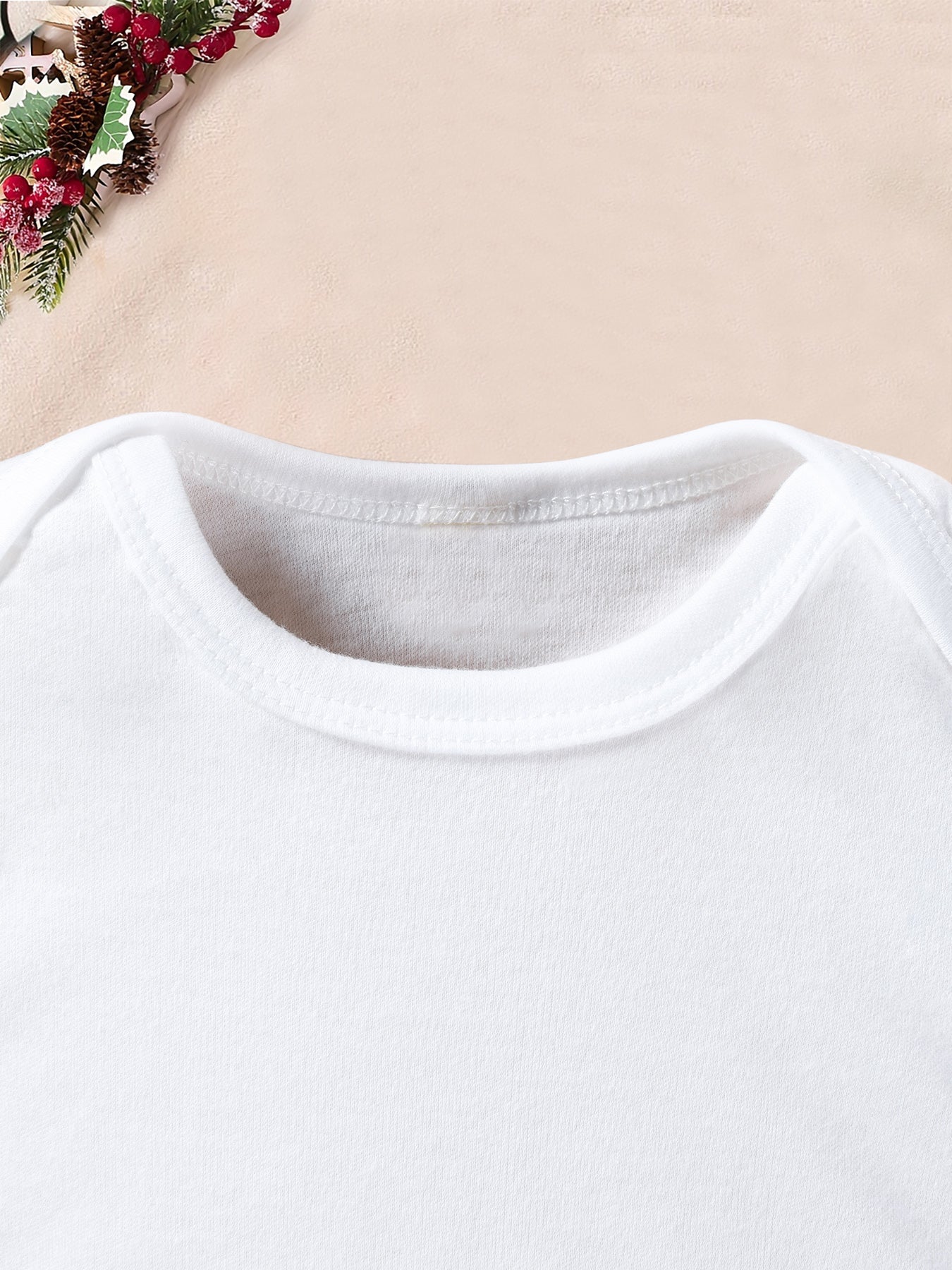 2026 New Year Boys & Girls' Cute Long Sleeve Bodysuit with "Hello 51.46meter Letter Print, Soft Stretch Fabric, Round Neck, Regular Fit, Perfect for Fall/Winter, for Outdoor, Winter Babywear, Playful Babywear, Comfortable Bab