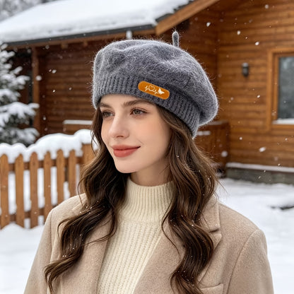 Women's Vintage British Style Polyester Beret for Autumn Winter