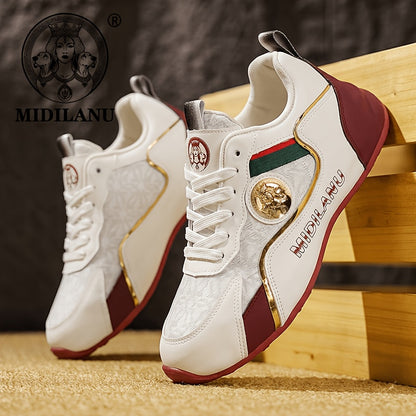 Men's Lightweight Casual Sneakers with Linear Design - All Season