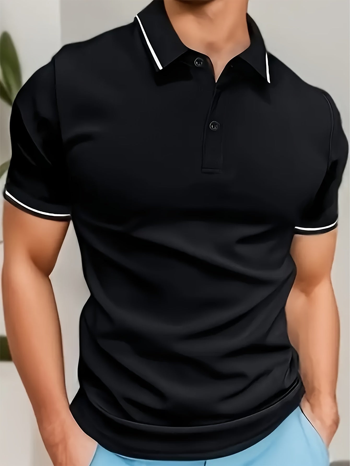 A Breathable And Fitted Golf Shirt, Men'S Casual V-Neck Short-Sleeve T-Shirt, Summer Men'S Apparel - ayq