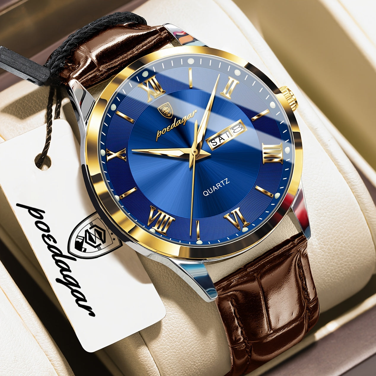 Men's Casual Quartz Watch with Luminous Dial & Date