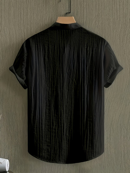 Men's Casual Elegant Short Sleeve Zipper Shirt with Stand Collar