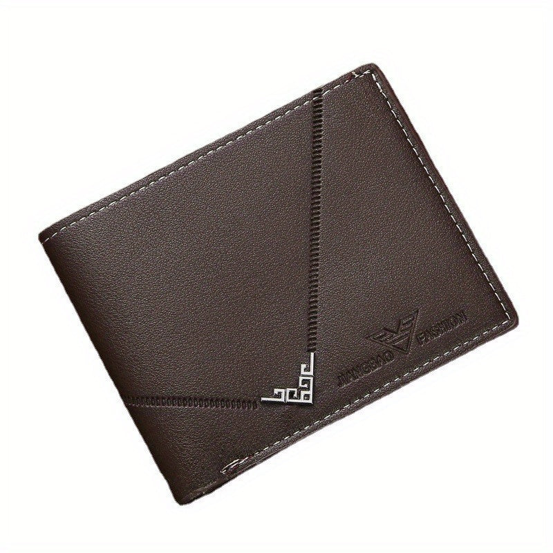 Men's Wallet Short Money Clip, Fashion Multi-card Lychee Pattern Horizontal Splicing PU Leather Clip Christmas Gift