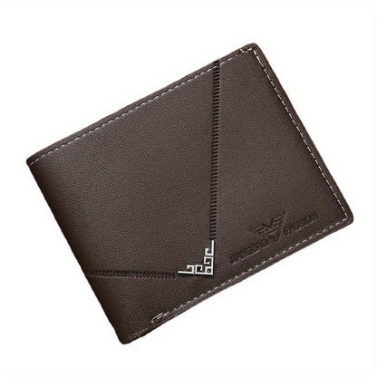 Men's Wallet Short Money Clip, Fashion Multi-card Lychee Pattern Horizontal Splicing PU Leather Clip Christmas Gift