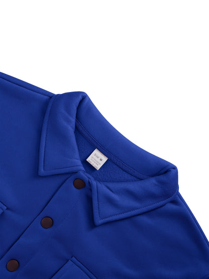 Men's Solid Color Lined Workwear Shirt Jacket with Snap Buttons