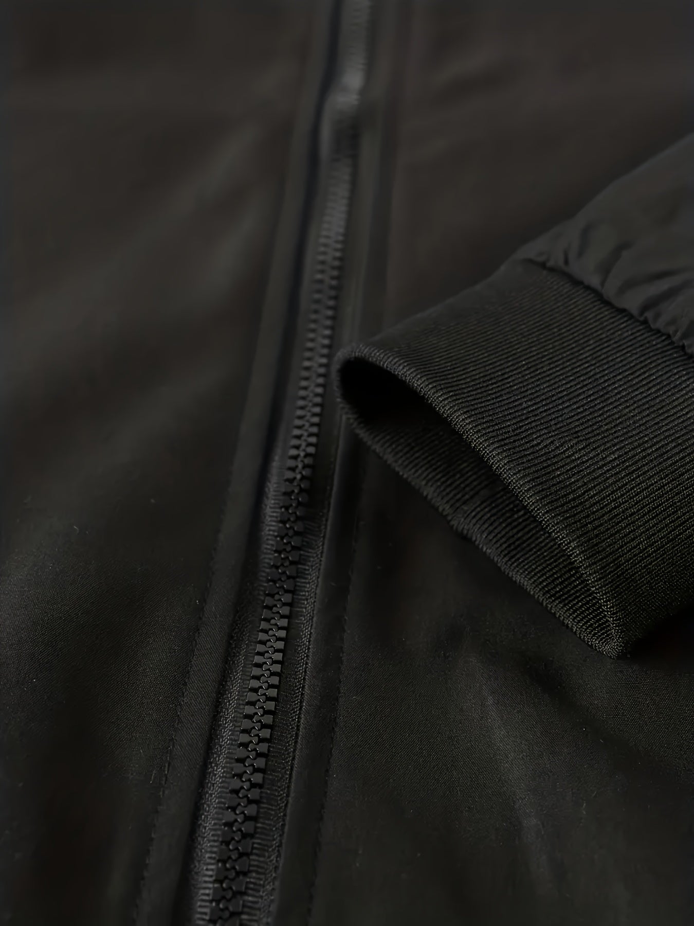 1pc Men'S Casual Stand Collar Bomber Jacket, Solid Color Long Sleeve Non-Stretch Woven Acetate with Pockets, Polyester Lined Zip-Up Lightweight Outerwear for Spring/Fall