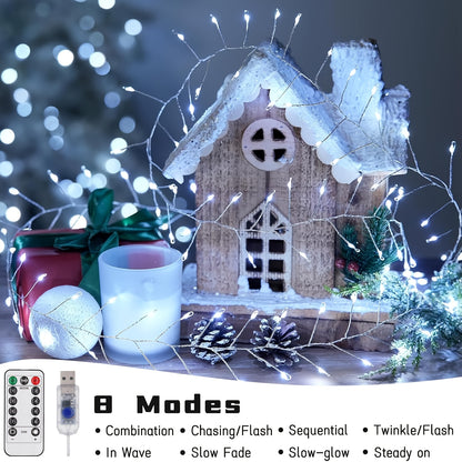 USB Lights String, Fireworks String, 8 Modes with Remote Control and Timer, Suitable for Bedroom Room Garland Wedding Christmas Tree Decoration, Wedding Garland, Christmas Tree Decoration, Remote Control Lights, Timer Lights,