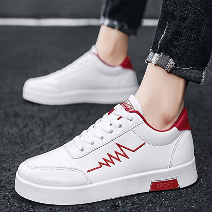 Men's White Casual Canvas Lace-Up Sneakers for All Seasons