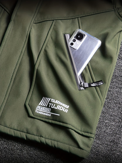 Men's Warm Fleece Casual Jacket and Pants Set for Winter
