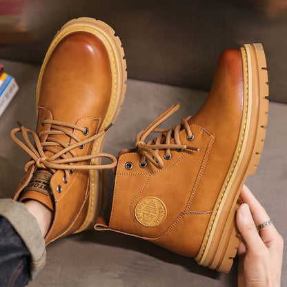 Men's Super Thin Retro Short Lace-Up Boots All-Season PU