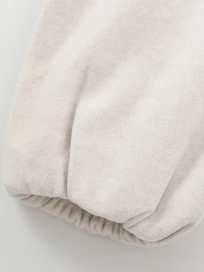 Women'S Elegant Pilot Jacket - Beige Bomber Style Short Coat with Pockets, Zip-Up, Long Sleeves, Loose Fit for Casual & Weekend Wear, Casual Wear Jacket | Bomber Jacket | Polyester Fabric