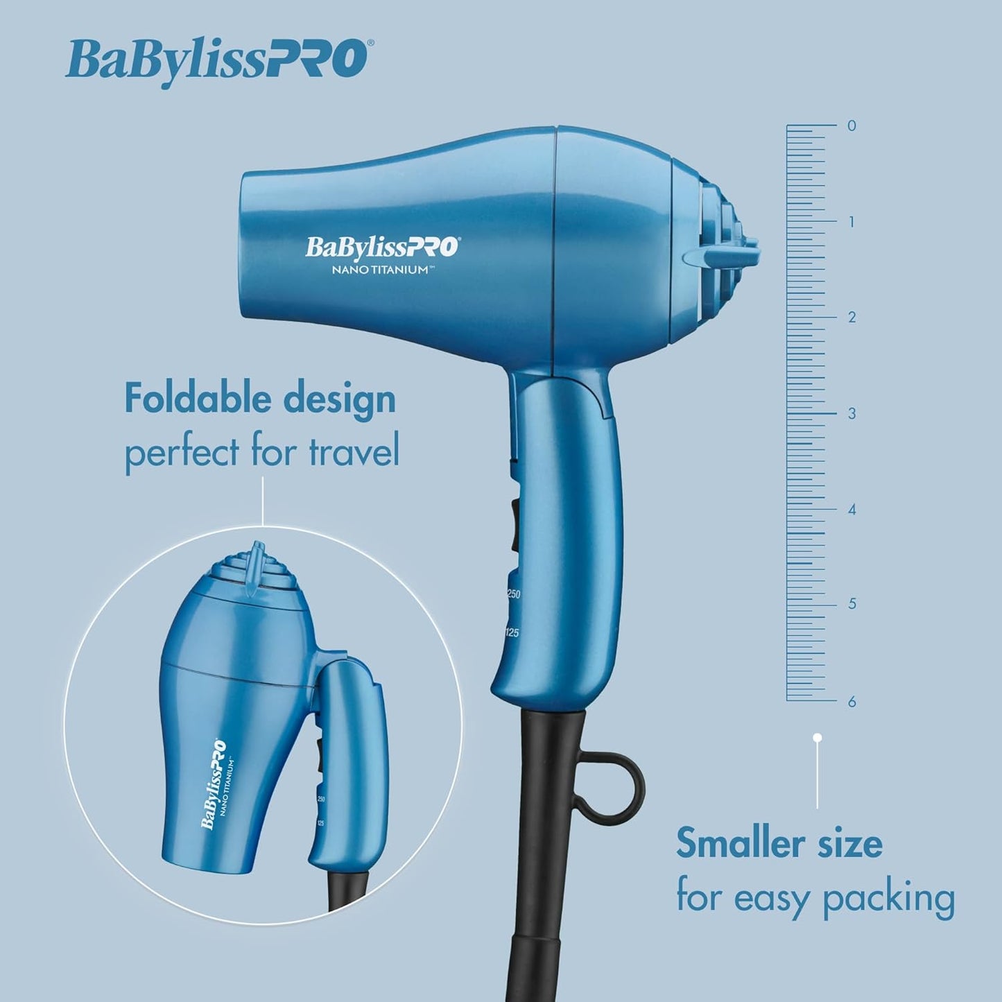 Babylisspro Nano Titanium Travel Dryer, Blue