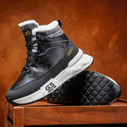 Men'S All-Season High-Top Ski Boots with Non-Slip Rubber Sole & Lace-Up Closure - Heavy-Duty Winter Hiking Boots with Arch Support, Durable Pu/fabric Construction For Snow, Ice, Mud - All-terrain Outdoor Boots For Training, C