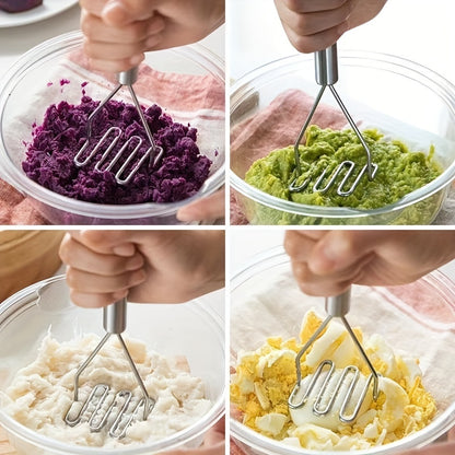 1 հատ Stainless Steel Wave Potato Masher - Իդեալական խոհանոցային բանջարեղենի և մրգային խյուսի համար, խոհանոցային պարագաներ | Ժամանակակից խոհանոցային գործիք | Երկարակյաց խոհանոցային սպասք