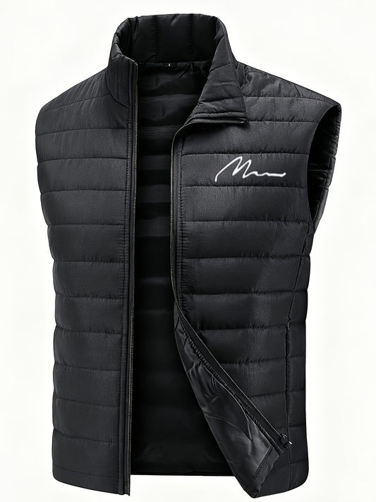 Men's Sleeveless Casual Polyester Vest - Lightweight & Warm
