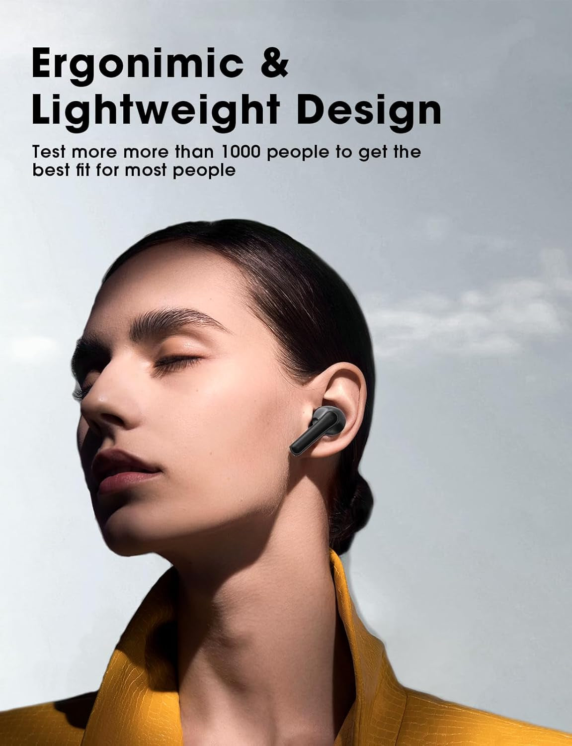 Wireless Earbuds, Bluetooth Ear Buds with Big Bass Stereo Sound, 48 Hours Playtime, Lightweight In-Ear Fit Earphones, IPX7, Hands-Free Calls with AI for Iphone, Android, Pad, Sports, Workout