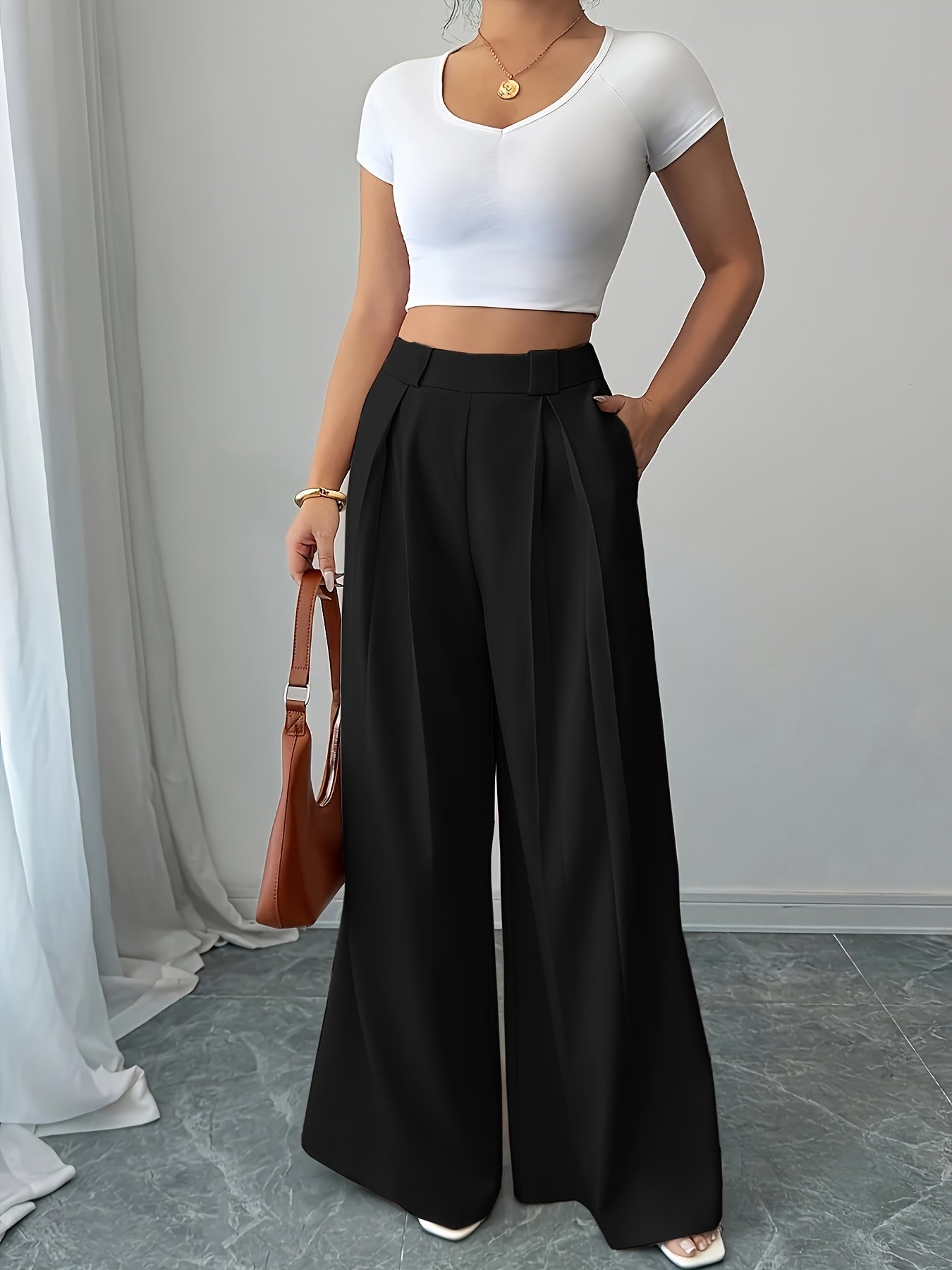 High-Waisted Wide Leg Culotte Pants for Elegant Daily Wear
