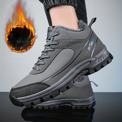 LEIJOP Men'S & Women'S Winter Snow Boots - Thermal Insulated Low-Top Hiking Boots with TPR Sole, Lace-Up Closure, All-Terrain Traction - Cold Weather Outdoor Boots for, Snowshoeing, Ice, And Rocky Terrain - Warm & Durable Pu/