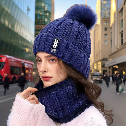 Նոր տարվա ակրիլային տրիկոտաժե գլխարկ՝ պոմպոններով և համապատասխան շարֆով - շնչող, առաձգական, ջերմային տրիկոտաժե գլխարկ և պարանոցի տաքացուցիչ կանանց համար՝ կոճակով փակվող - ձեռքով լվացվող