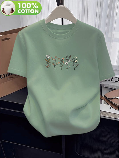 Women's Cotton Casual T-Shirt with Alphabet Pattern, Summer Fit