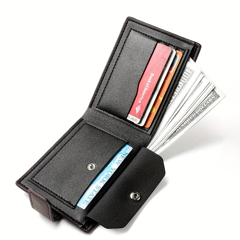 Lion Head Print Minimalist Design Wallet | Men'S Card Holder with Multiple Slots, Coin Purse, Document Organizer, Faux Leather, Casual Style