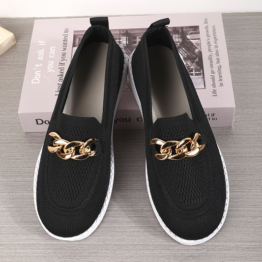 Women'S Knitted Flat Shoes, Lightweight Round-Toe Low-Top Shoes, Casual Sneakers.
