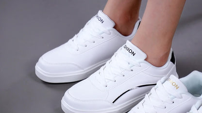 Women'S White Fashion Sneakers - Lightweight Lace-Up Low Top Casual Shoes with EVA Sole, Comfortable Walking Shoes for All Seasons, Casual Footwear | Minimalist Style | Durable Footwear