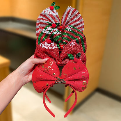 2/4pcs Women'S Christmas Bow Headbands, Sweet and Cute Style, Festive Hair Accessories for Holiday Parties, School Supplies, Autumn Decorations, Christmas Gifts, Christmas Ornaments