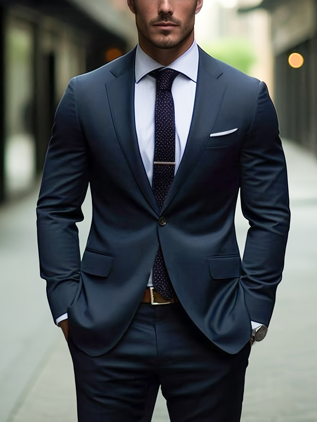Men's Two-Piece Suit in Solid Color with Sealed Pockets, Regular Fit Suit Trousers, Elegant and Classic, Suitable for Business and Wedding Parties
