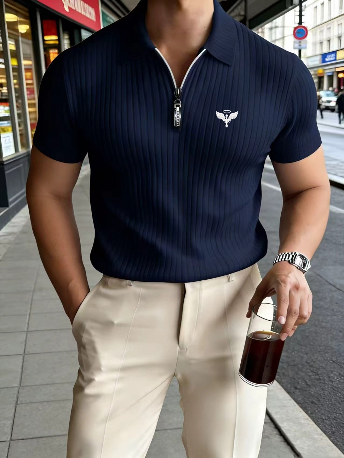 Men's Summer Outdoor Slim Fit Polo Shirt with Lapel Collar