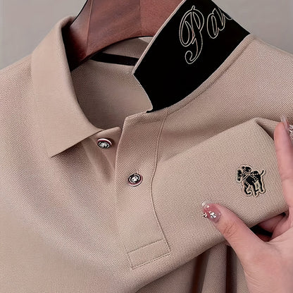 Men'S Stylish Short-Sleeve Polo Shirt Featuring a Contrasting Ribbed Collar And Exquisite, a Timeless And Versatile Choice - ayq