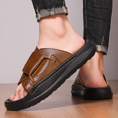 Men's Vintage All-Season Slip-On Slippers with EVA Sole