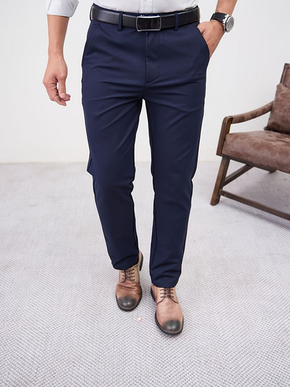 Men'S Casual Solid Color Regular Length Slight Stretch Woven Fabric Pants for Adult