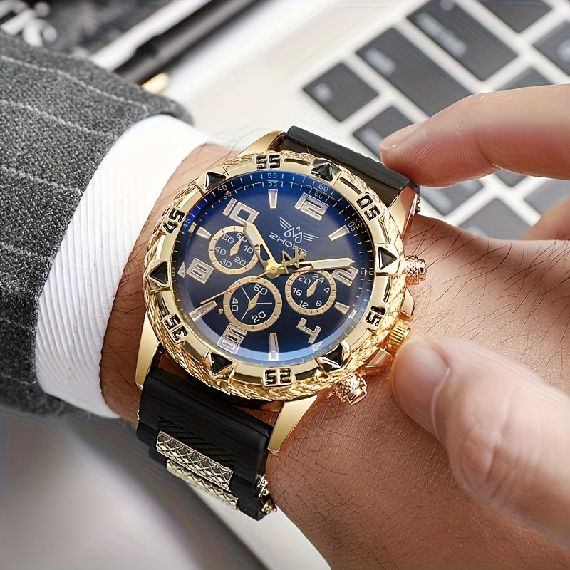 4 հատ տղամարդու մինիմալիստական ​​դրամապանակ, ժամացույց և ապարանջանի նվերների տուփ - էլեգանտ ձեռքի ժամացույց և համապատասխանեցում, հարմար է Սուրբ Ծննդյան, ծննդյան օրվա, նրա նվերի համար - ոճ, նվեր տղամարդկանց համար